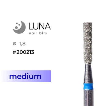 Diamond Cylinder Nail Drill Bit, 1.8mm x 8mm, Blue, Medium Grit