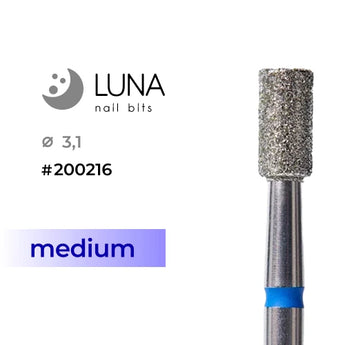 Diamond Cylinder Drill Bit, 3.1mm x 6mm, Blue, Medium Grit